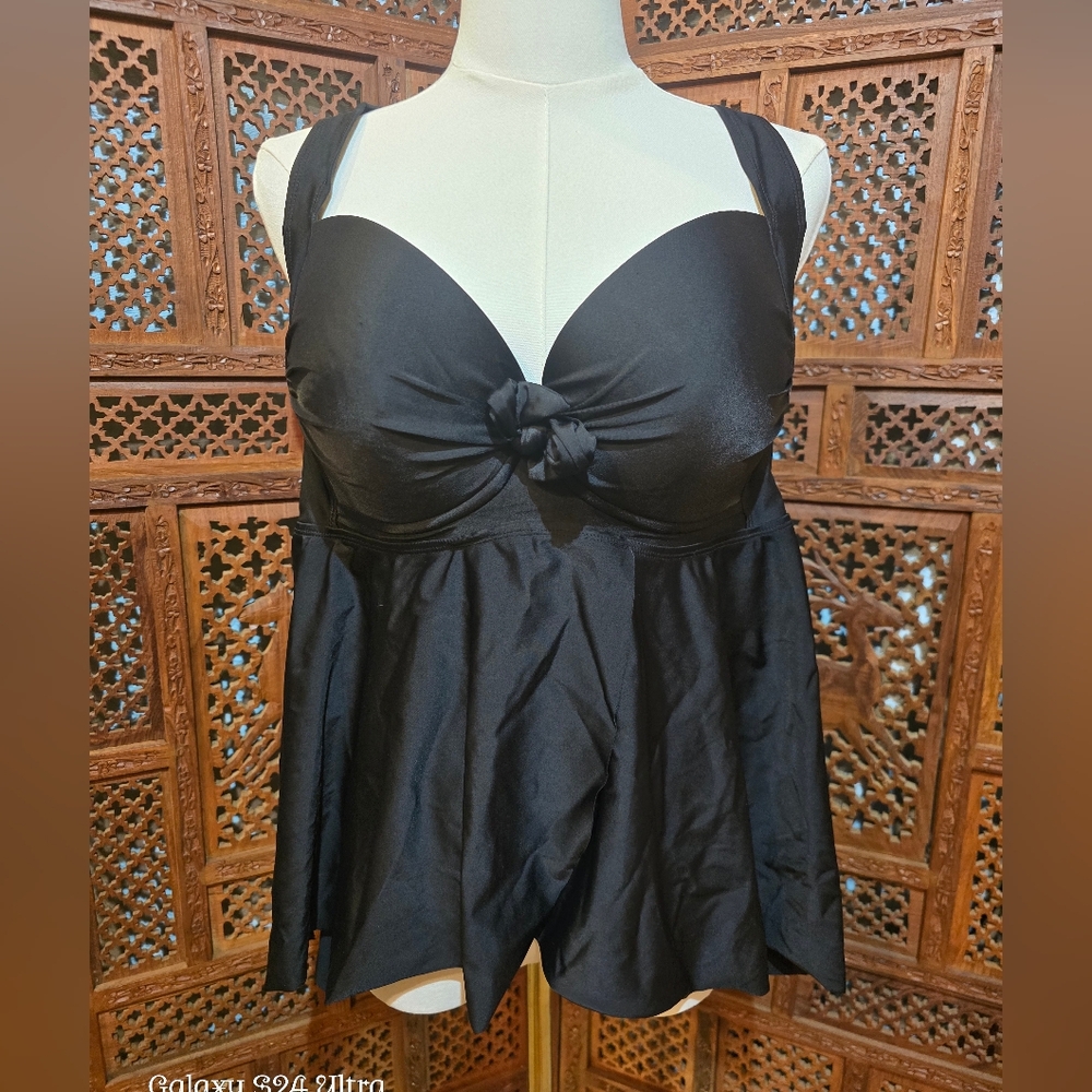 Torrid Black Babydoll Tankini Top | Size 1F (14–16) | Flowy & Flattering